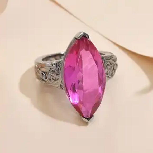 Radiant Orchid Quartz  Solitaire Ring - Picture 6 of 10